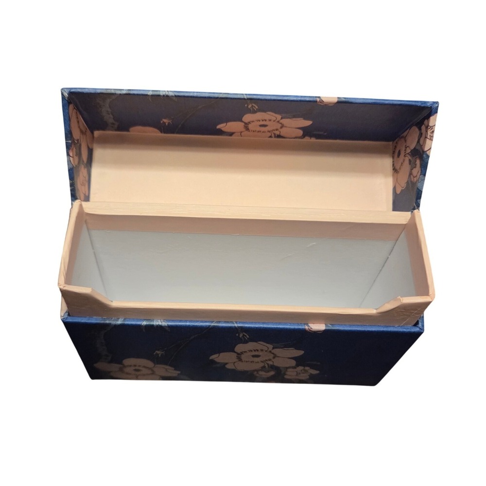 Galison Hokusai Weeping Cherry Woodblock Print Keepsake Box Blue Floral Small - Picture 3 of 6